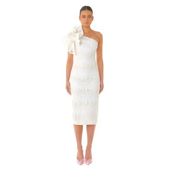 Eliya The Label Dresses & Skirts - ELIYA THE LABEL 'Olivia' Sequin Midi Dress in White